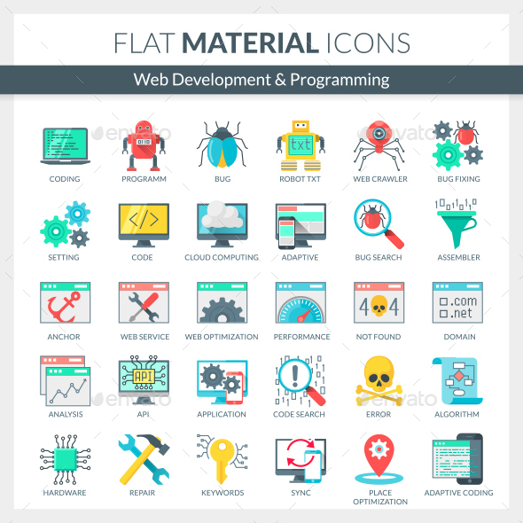 Web Development and Programming Icons, Icons | GraphicRiver