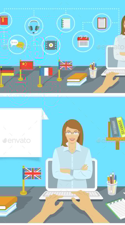 Language Class Online Education Concept, Vectors | GraphicRiver