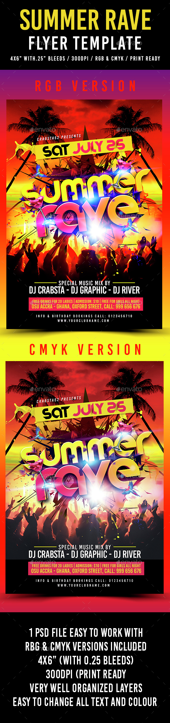 Summer Rave Flyer Template, Print Templates | GraphicRiver