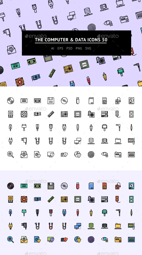 The Computer & Data Icons 50, Icons | GraphicRiver