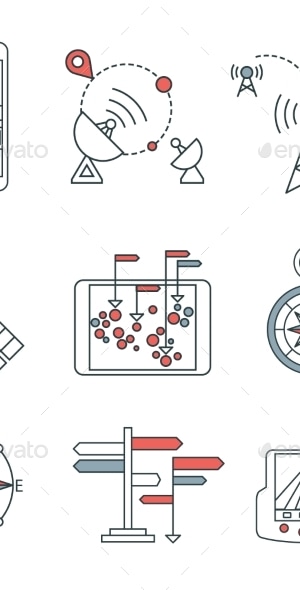 Different Navigation Icons Set With Rounded, Icons | GraphicRiver
