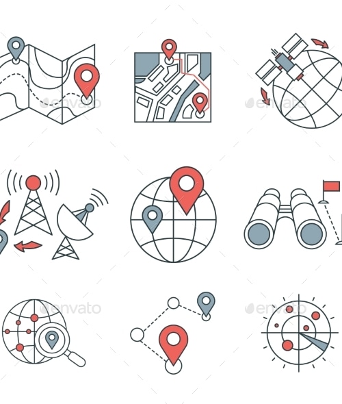 Different Navigation Icons Set With Rounded, Icons | GraphicRiver