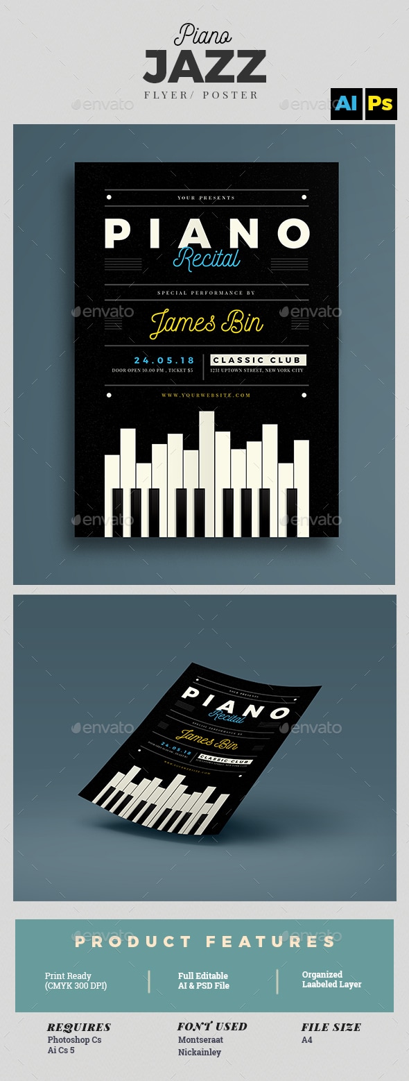 Piano Recital Flyer Template, Print Templates | GraphicRiver