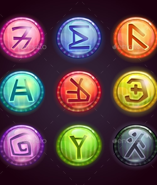 Round Colorful Buttons with Symbols, Vectors | GraphicRiver