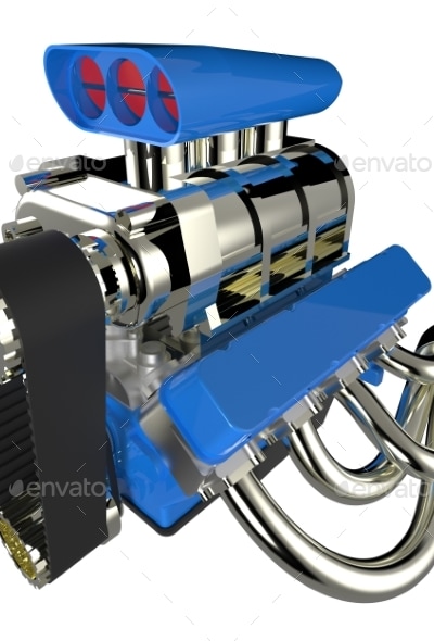 Hot Rod V8 Engine, Graphics | GraphicRiver