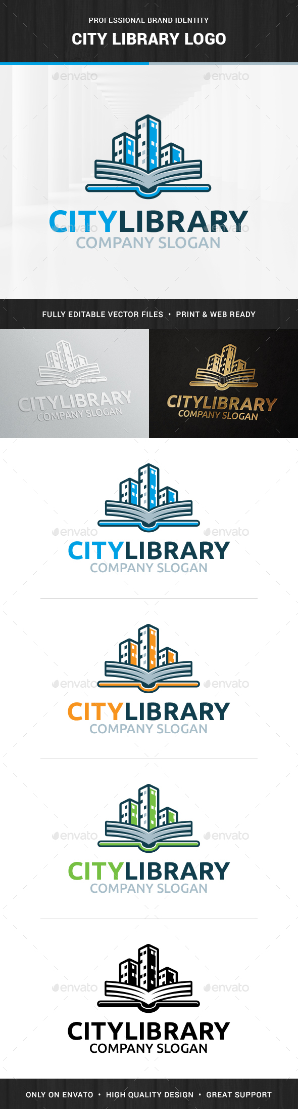 City Library Logo Template, Logo Templates | GraphicRiver