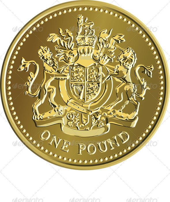 Vector British Money Gold Coin One Pound, Vectors | GraphicRiver