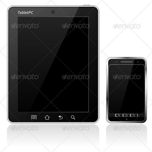 Tablet PC and Mobile Phone, Vectors | GraphicRiver