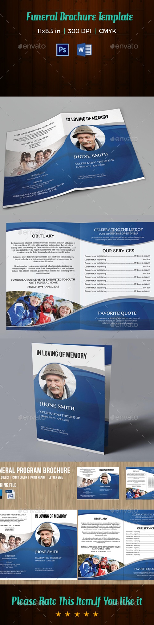 Memorial Funeral Program Template-V58, Print Templates | GraphicRiver