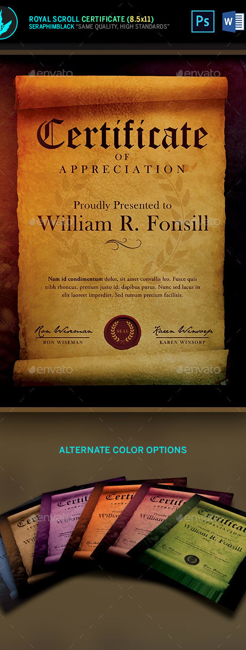Image 1 for Scroll Certificate Templates