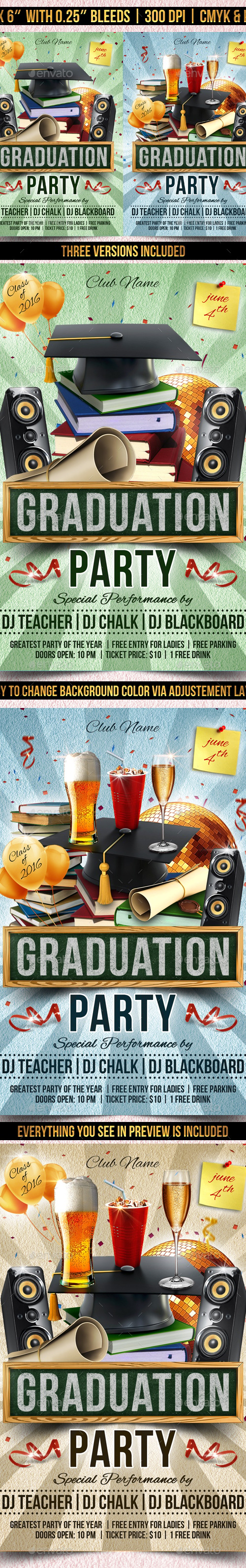 Graduation Party Flyer Template , Print Templates | GraphicRiver