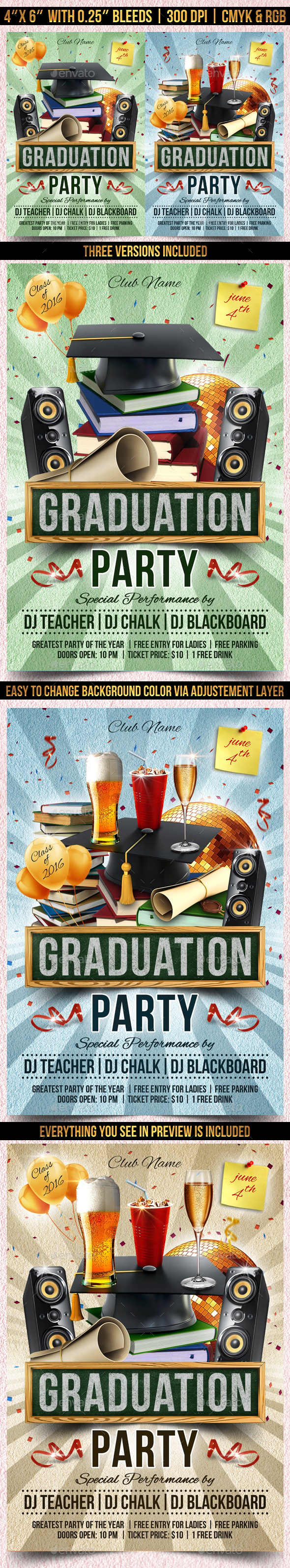 Graduation Party Flyer Template , Print Templates | GraphicRiver