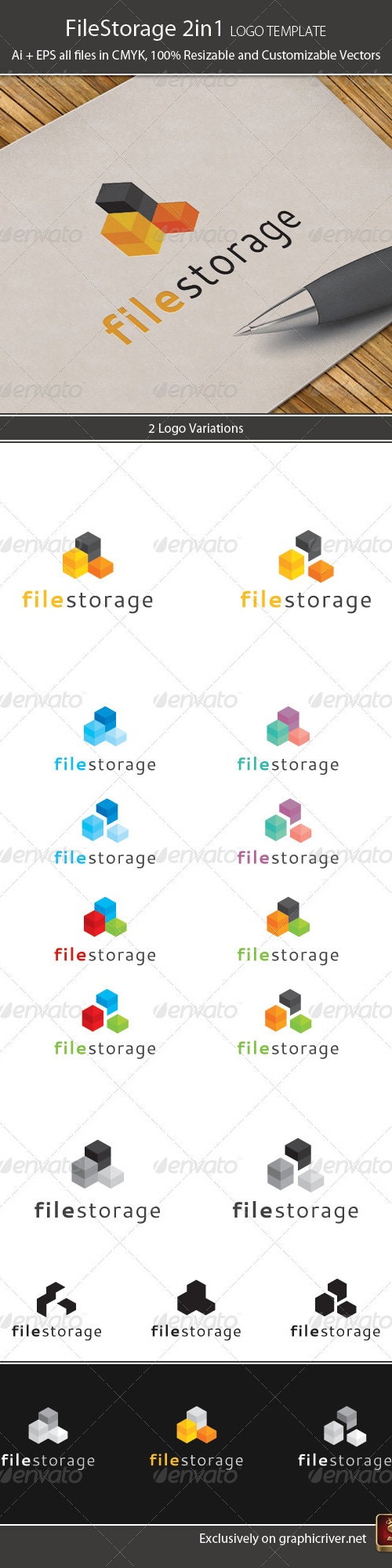 File Storage 2in1 Logo Template, Logo Templates | GraphicRiver
