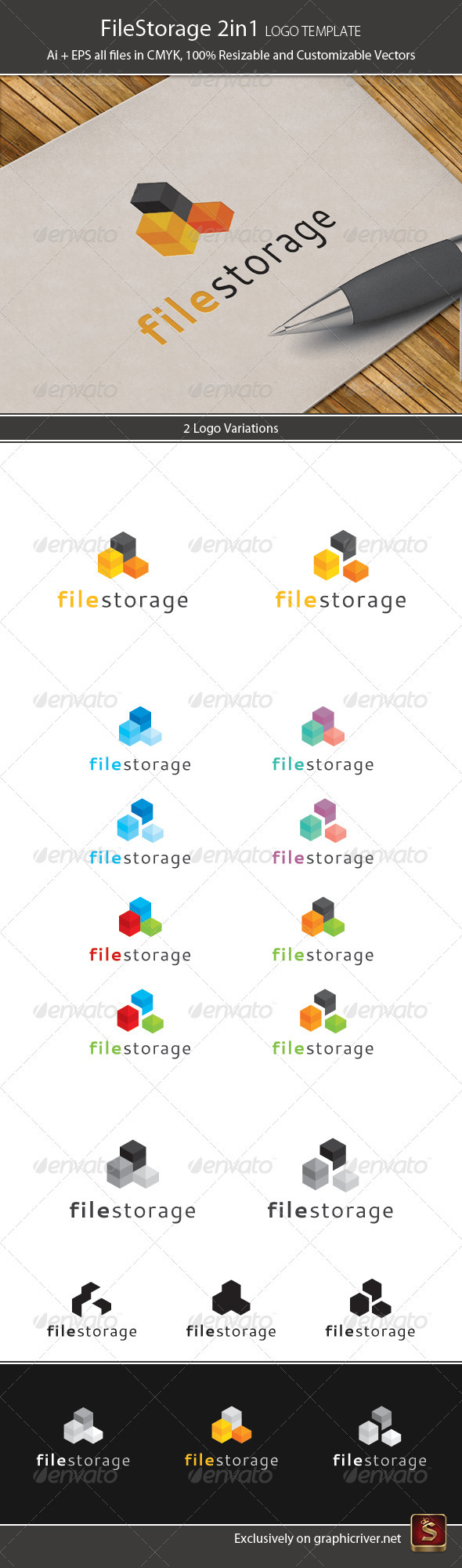 File Storage 2in1 Logo Template, Logo Templates | GraphicRiver