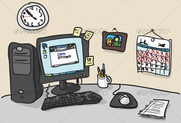 Hand-drawn Desk Illustration, Vectors | GraphicRiver