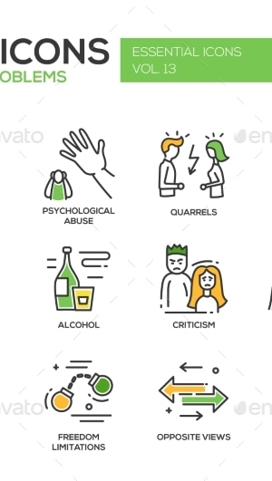 Family Problems- Line Design Icons Set, Vectors | GraphicRiver