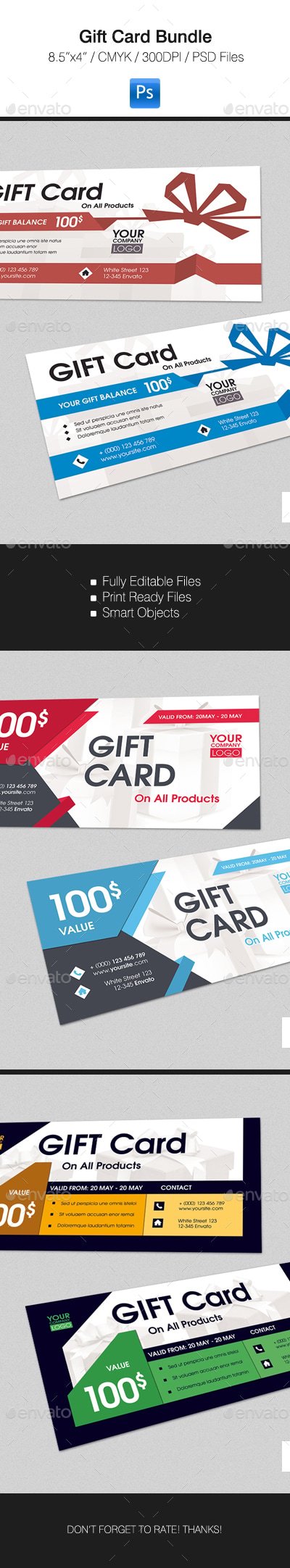 Gift Card Bundle, Print Templates | GraphicRiver