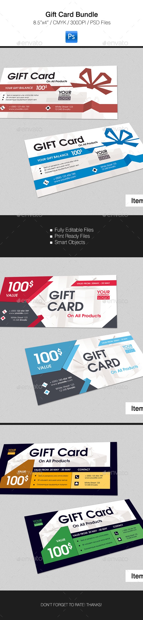 Gift Card Bundle, Print Templates | GraphicRiver