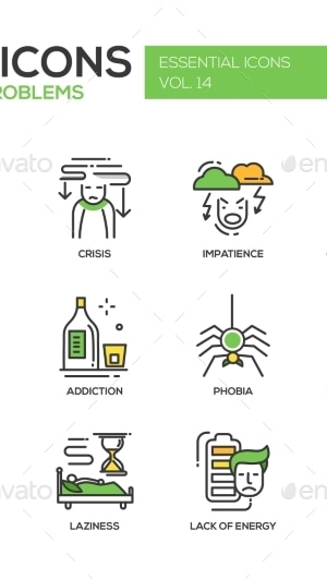 Human Psychological Problems- Line Design Icons, Vectors | GraphicRiver