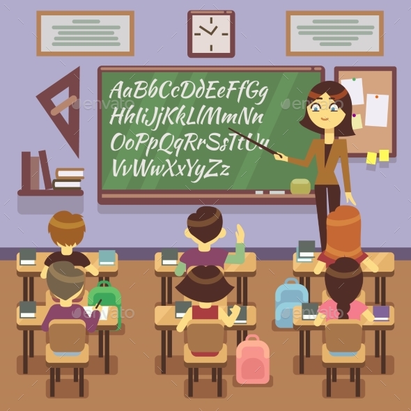 School Lesson in Classroom, Vectors | GraphicRiver