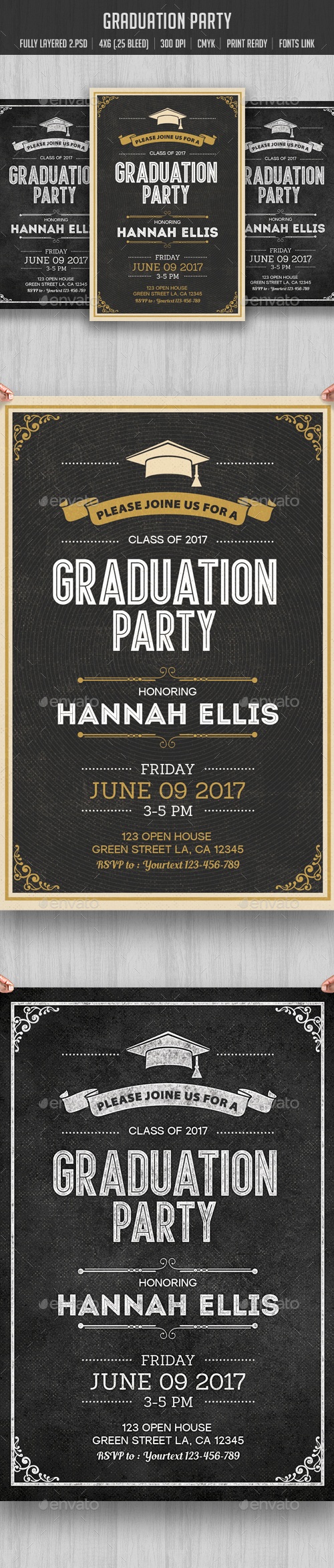 Graduation Party Flyer, Print Templates | GraphicRiver