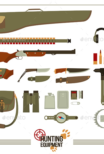 Hunting Equipment Set, Vectors | GraphicRiver