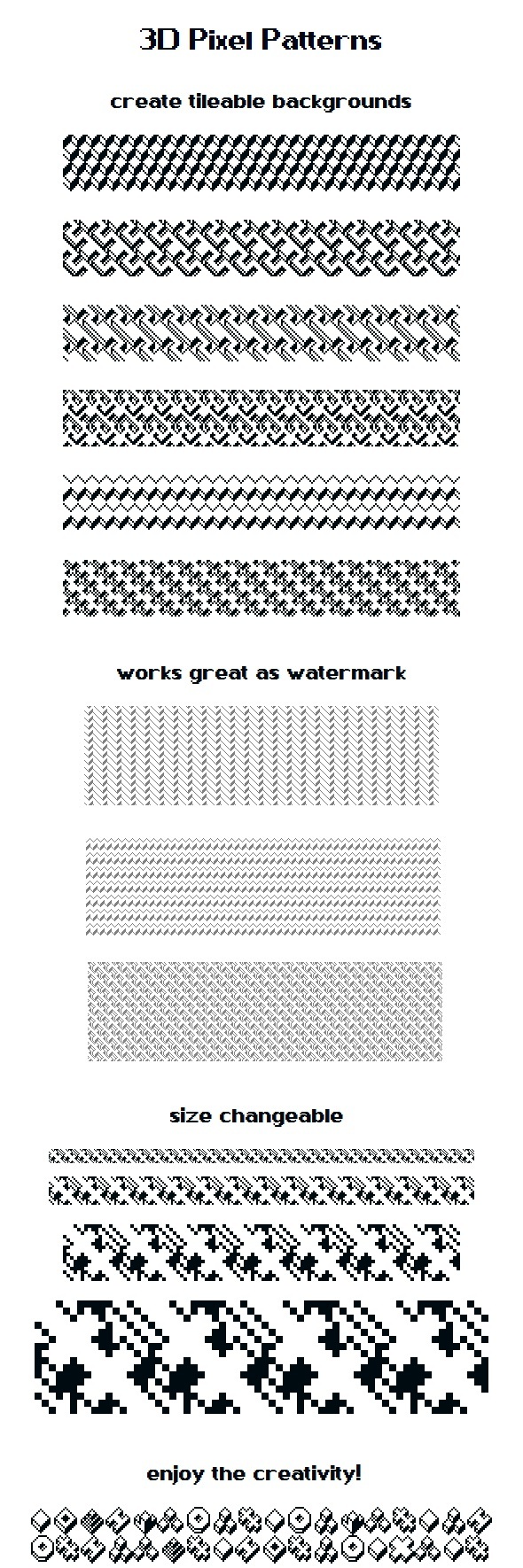 3D Pixel Patterns, Fonts | GraphicRiver