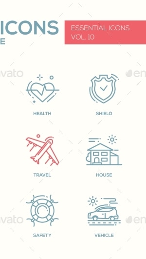 Types of Insurance - Line Design Icons Set, Vectors | GraphicRiver