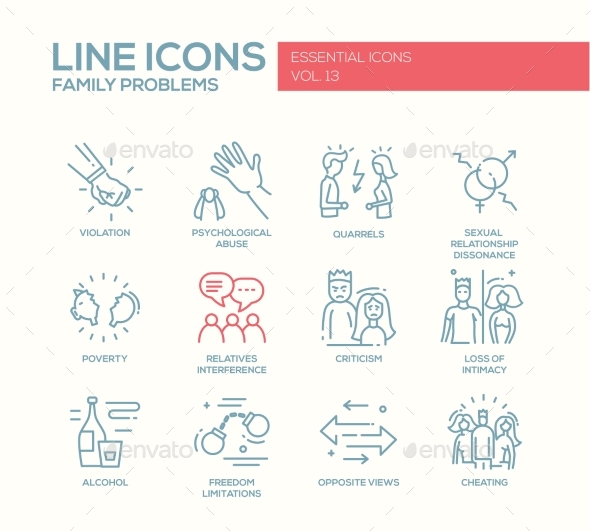 Family Problems- Line Design Icons Set, Vectors | GraphicRiver