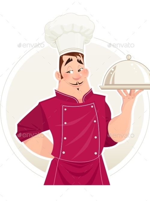Chief Cook with Tray for Food, Vectors | GraphicRiver