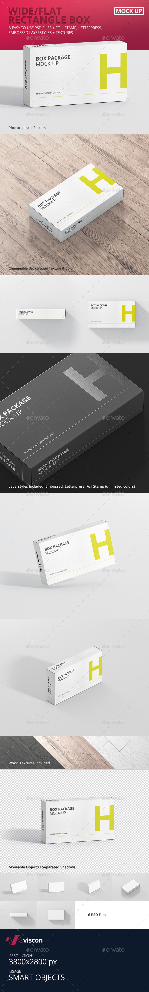 Package Box Mock-Up - Wide / Flat Rectangle, Graphics | GraphicRiver