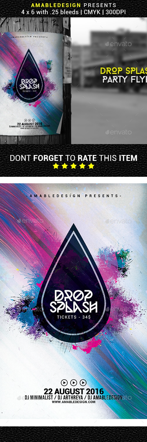 Drop Splash Flyer/Poster, Print Templates | GraphicRiver