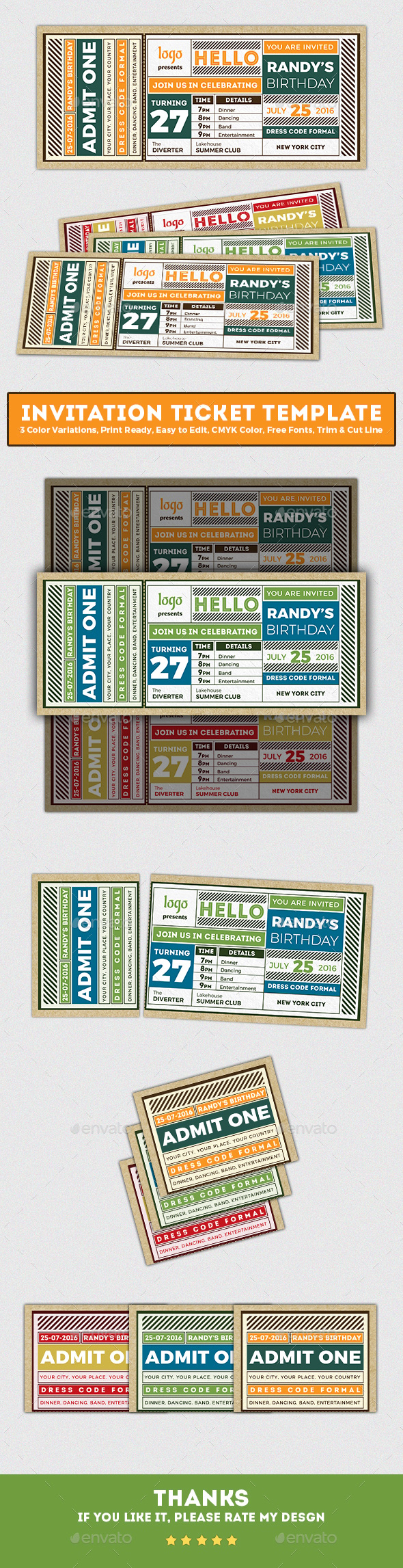 Invitation Ticket, Print Templates | GraphicRiver