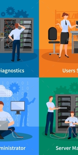 IT Administrator 2X2 Design Concept, Vectors | GraphicRiver