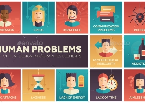 Human Psychological Problems- Flat Design Icons, Vectors | GraphicRiver