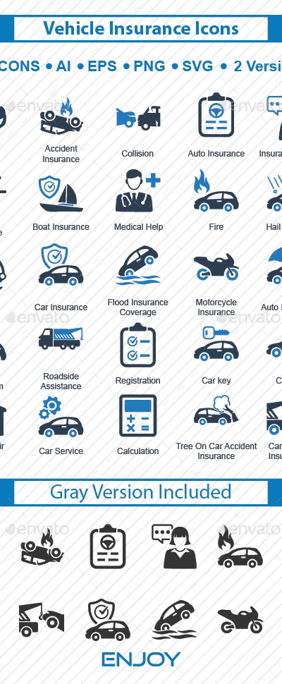 Vehicle Insurance Icons, Icons | GraphicRiver