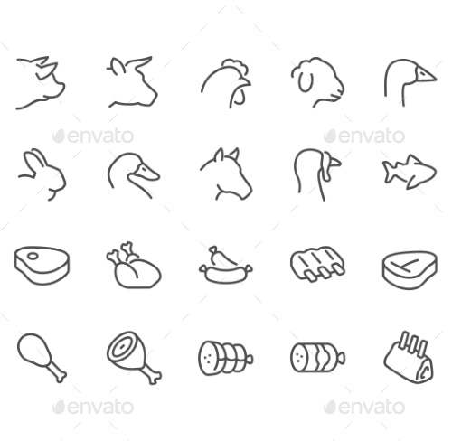 Line Meat Icons, Icons | GraphicRiver