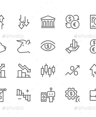 Line Stock Market Icons, Icons | GraphicRiver