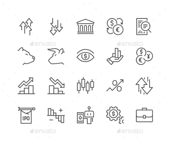 Line Stock Market Icons, Icons | GraphicRiver