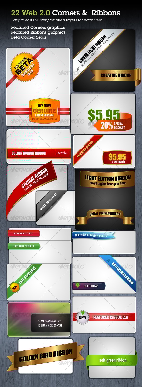 Web Ribbons & Corner Graphics, Web Elements | GraphicRiver