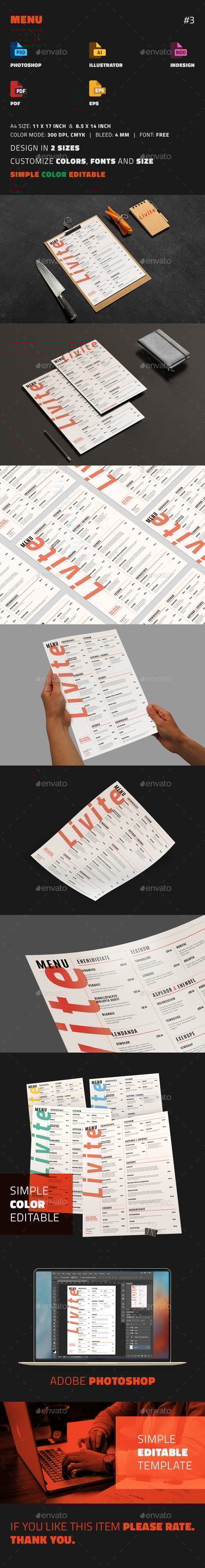 Menu - Food Menus Print Templates