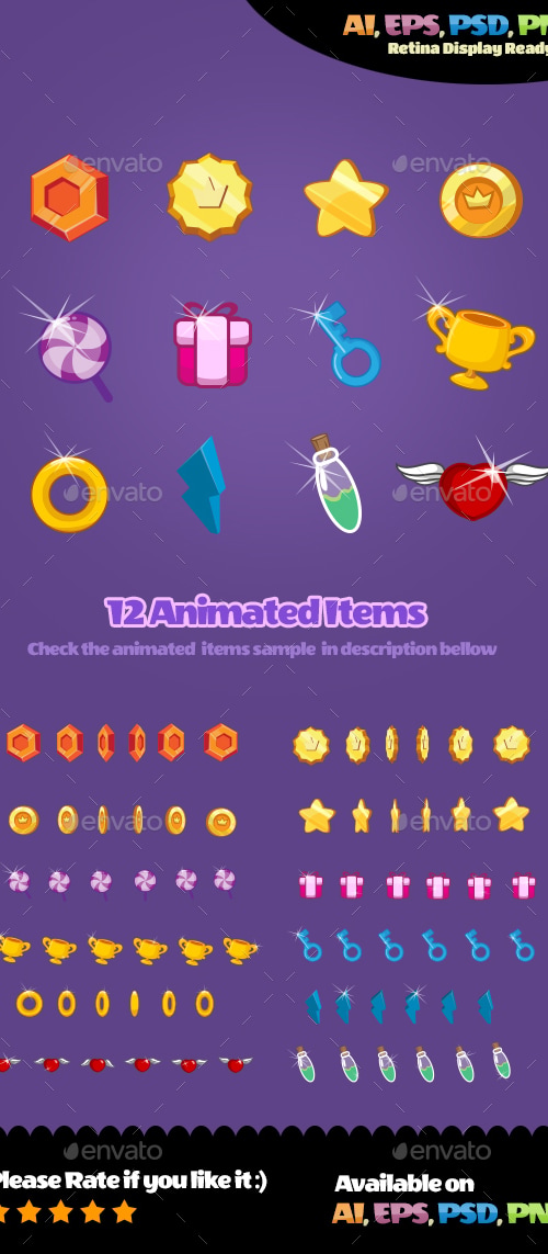 Animated Items, Game Assets | GraphicRiver