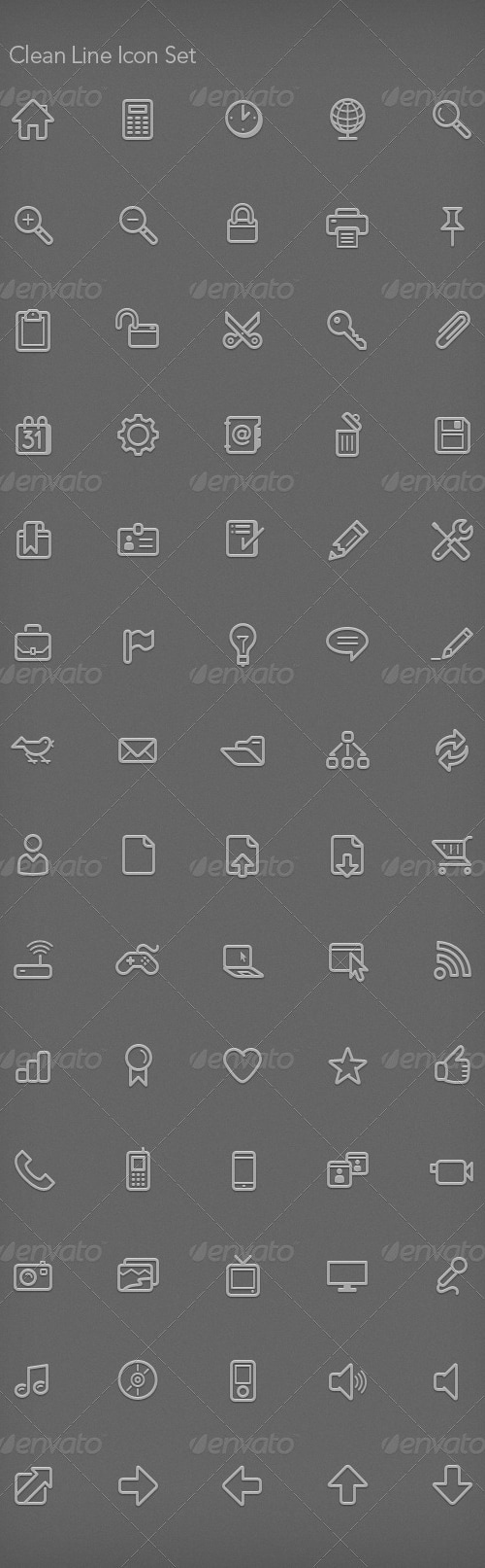 Clean Line Icon Set, Icons | GraphicRiver