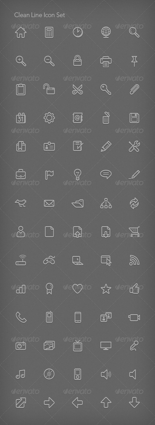 Clean Line Icon Set, Icons | GraphicRiver