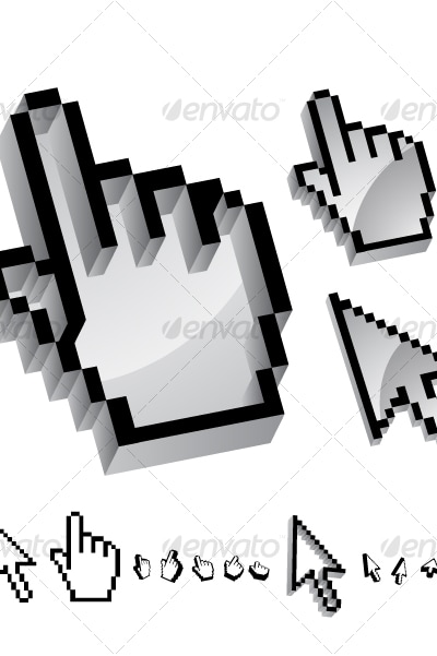 Set of glossy 3d mouse pointers, Icons | GraphicRiver