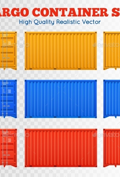 Cargo Container Transparent Set, Vectors | GraphicRiver