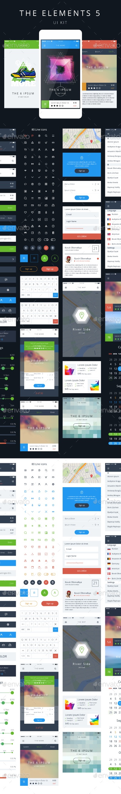 Vector Phone GUI Template UI Kit, Vectors | GraphicRiver