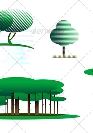 Set of tree symbols, Vectors | GraphicRiver