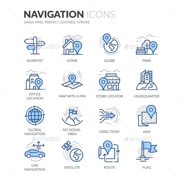 Line Navigation Icons, Icons | GraphicRiver