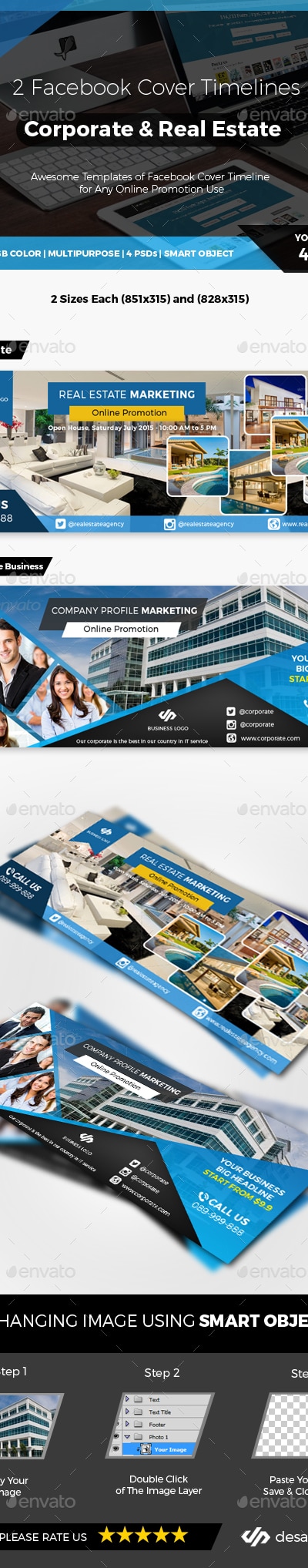 2 Facebook Cover Corporate and Real Estate, Web Elements | GraphicRiver